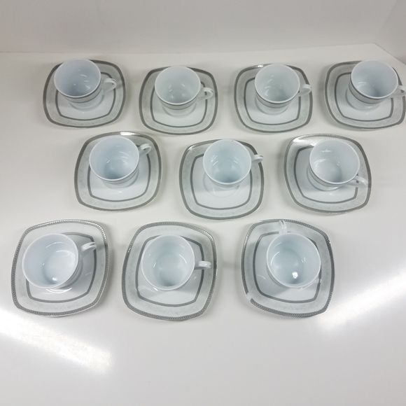 Alpine Cuisine Fine Porcelain 10pc Teacup and Saucer Set - Picture 7 of 12